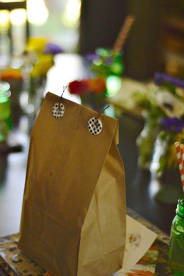 Brown Bag Lunch and DIY Vintage Ceiling Tile Chargers 