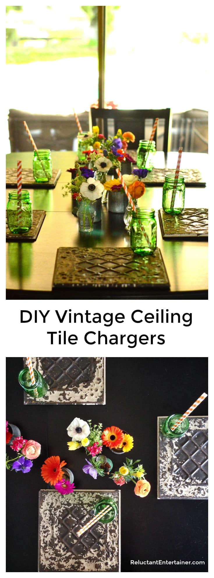 DIY Vintage Ceiling Tile Chargers