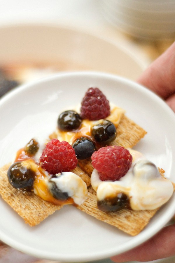 Salted Caramel Yogurt Dip with Mixed Berries