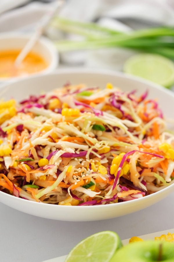 fresh Sweet Asian Slaw with Apple and Corn