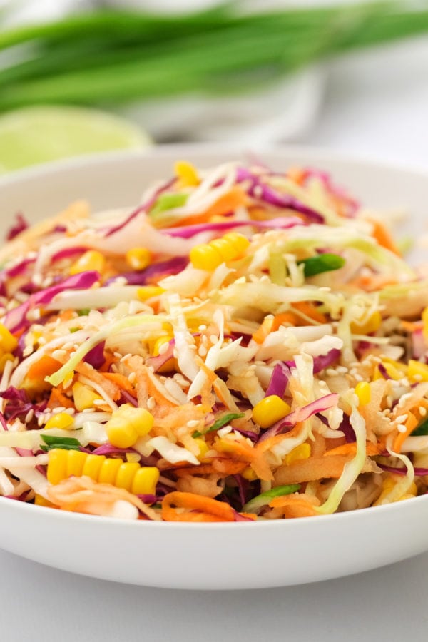 shaved Sweet Asian Slaw with Apple and Corn