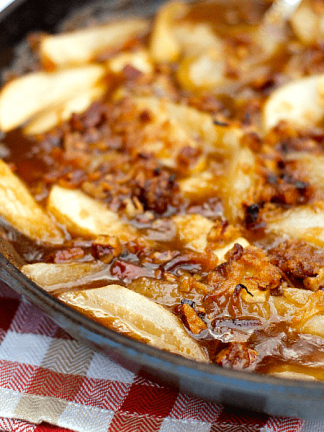 Apple Pear Skillet Dessert with Pecan Coconut Topping
