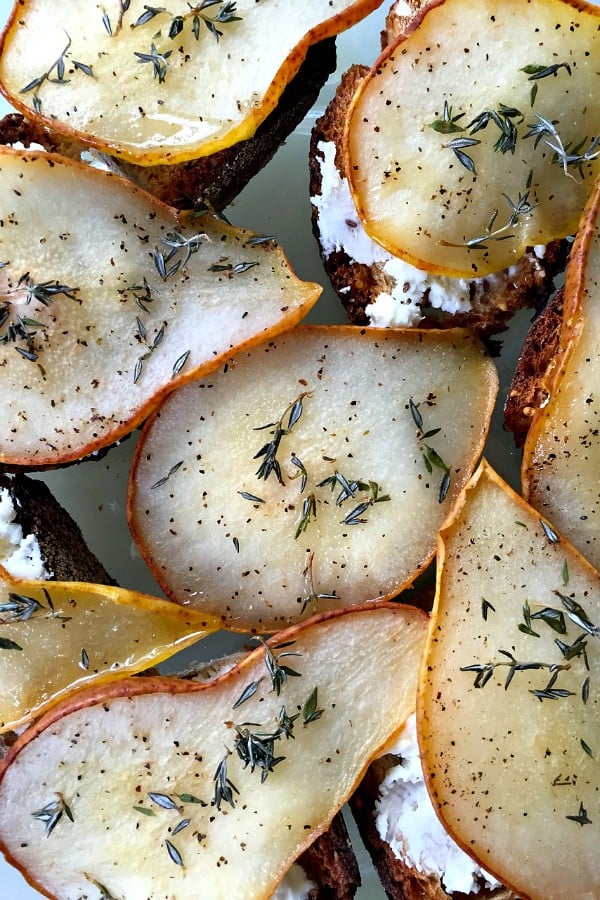 Roasted Honey Pear Crostini | ReluctantEntertainer.com