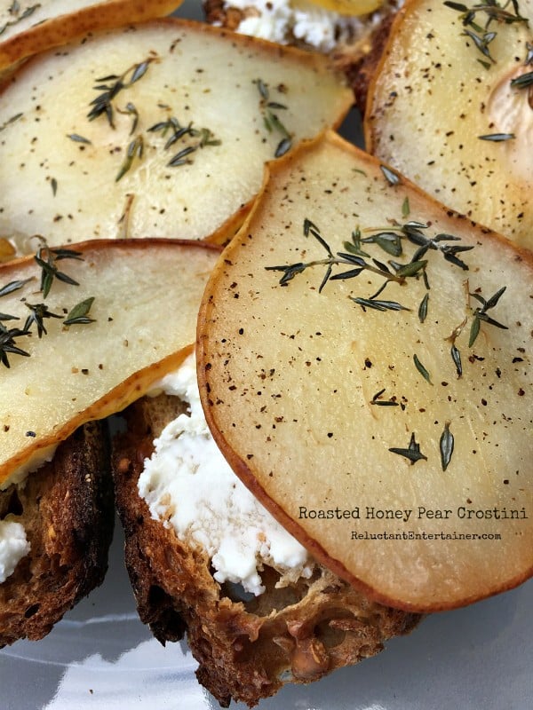 Roasted Honey Pear Crostini | ReluctantEntertainer.com