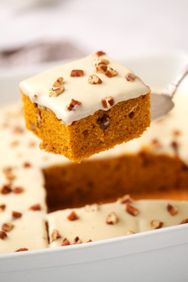 square piece pumpkin cake