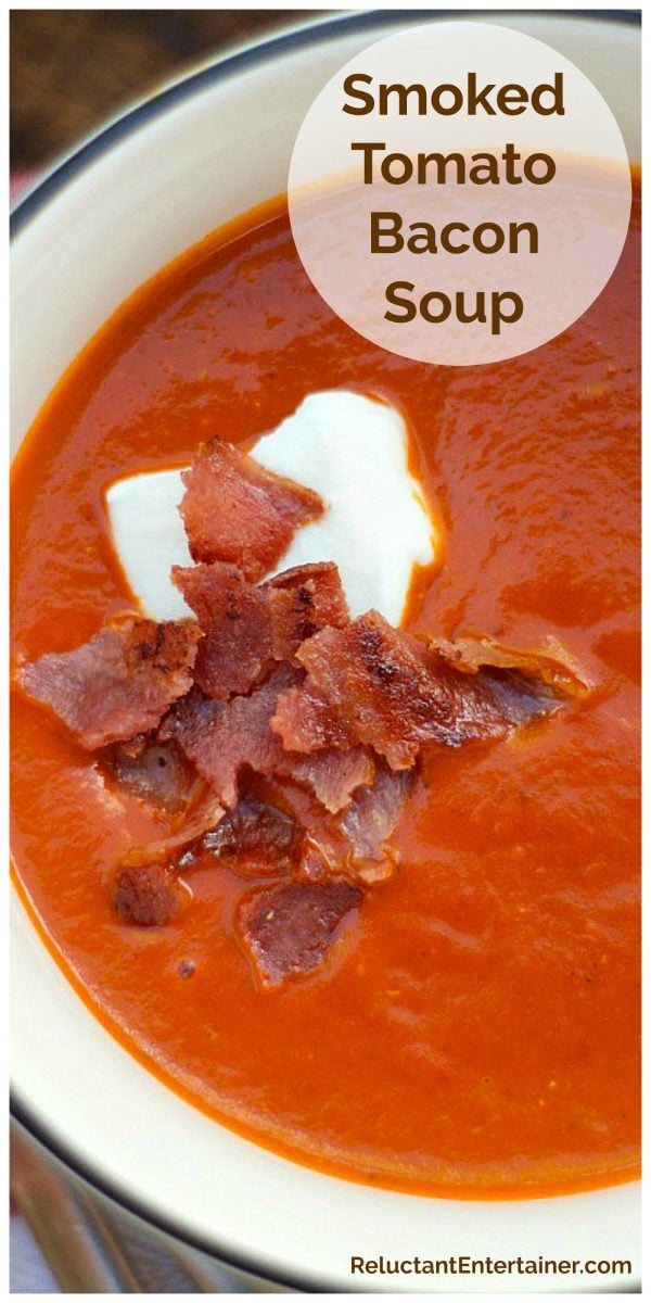 tomato soup with creme fraiche and crunchy bacon 