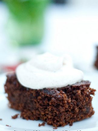 Gingerbread Cake with Spiced Whipped Cream | ReluctantEntertainer.com
