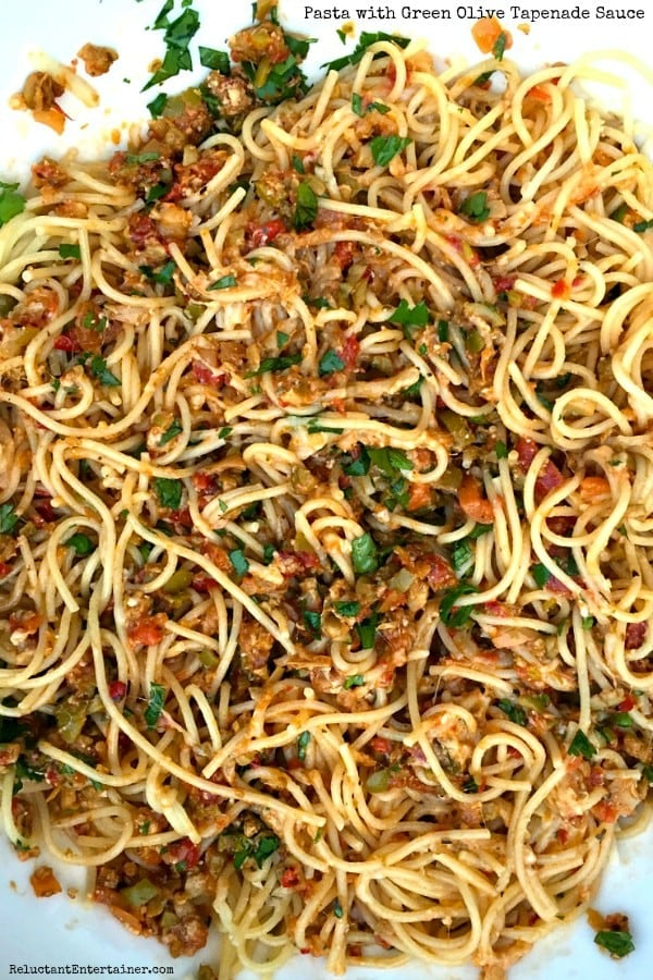 Pasta with Green Olive Tapenade Sauce