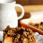 square piece of challah french toast with cranberries