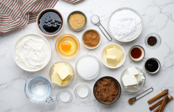 ingredients to make Gingerbread Cake with Cinnamon Molasses Frosting