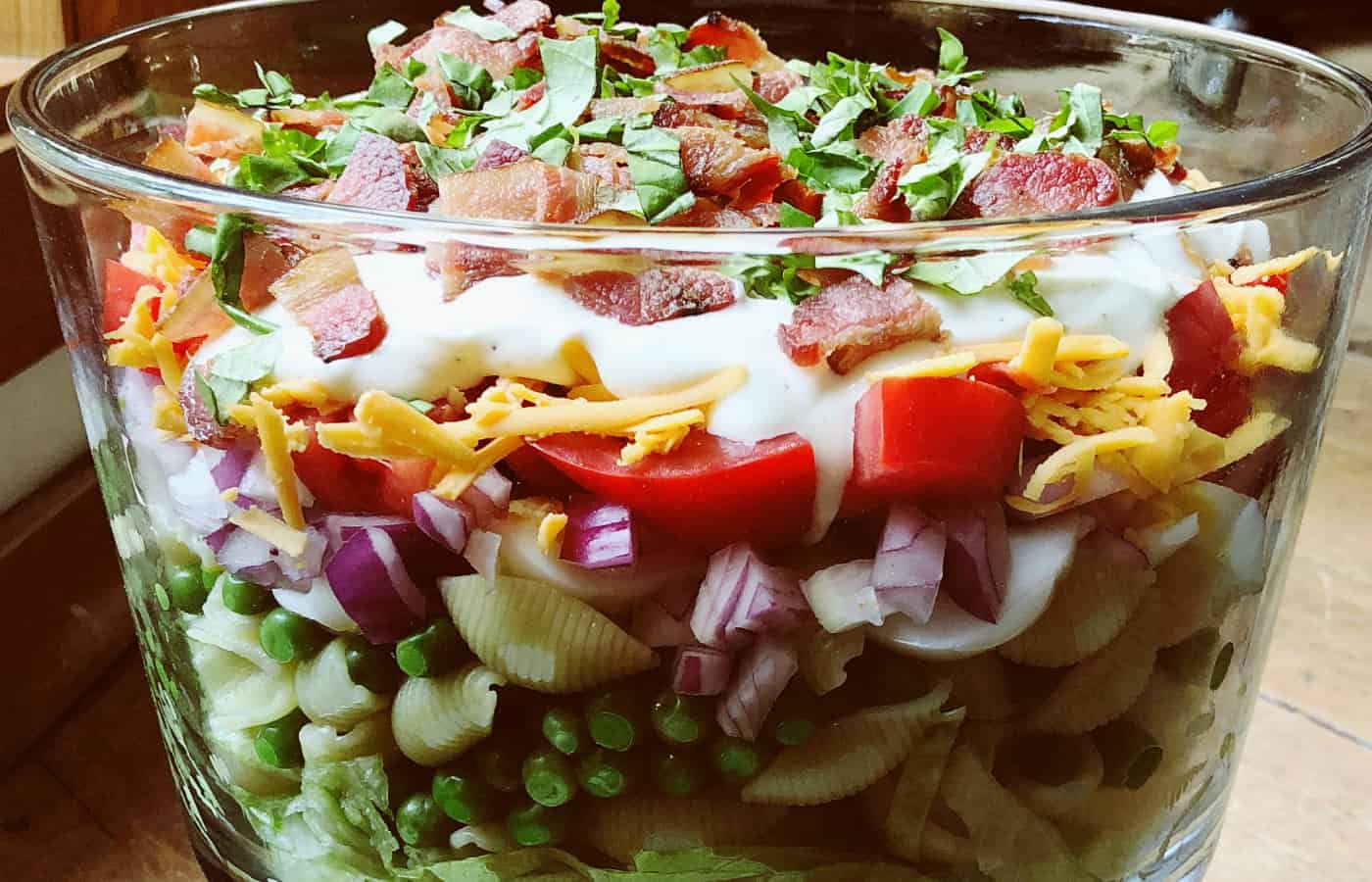 Layered Bacon Pea Salad