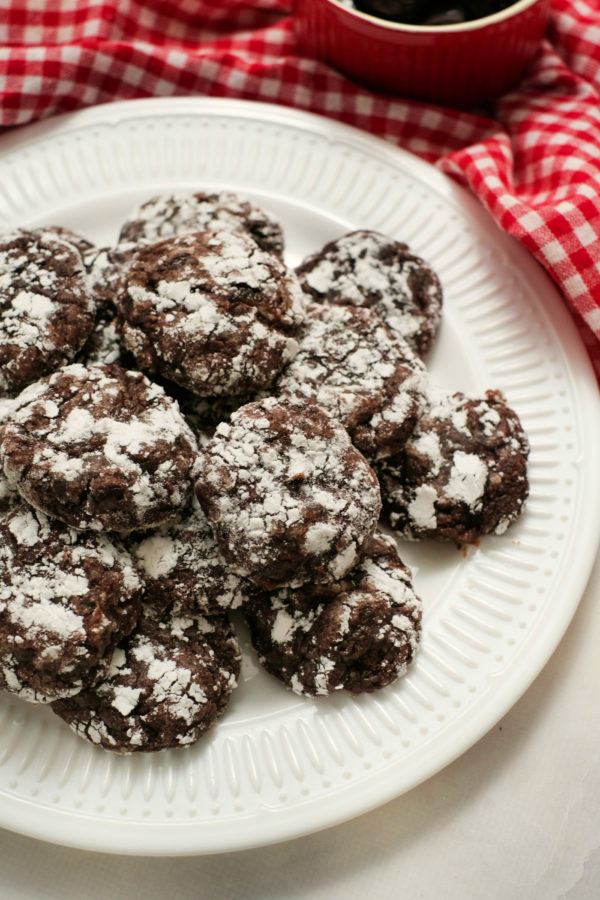 platter of Brownie Crinkle Cookies with Dates