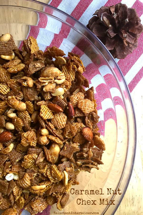 Caramel Nut Chex Mix Recipe | ReluctantEntertainer.com