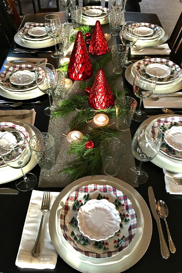 Holiday Winter's Eve Table Setting with Cranberry Pear Chutney Appetizer