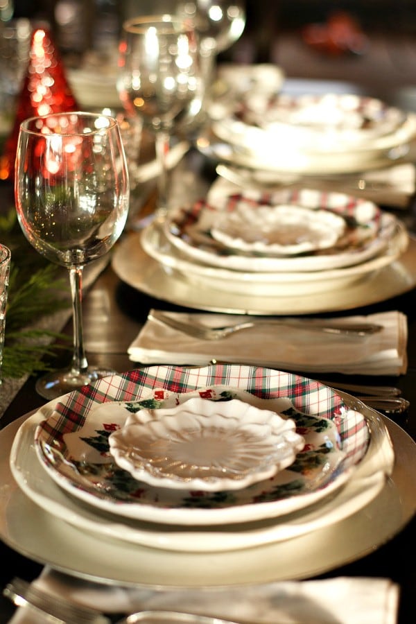 Holiday Winter's Eve Table Setting with Cranberry Pear Chutney Appetizer