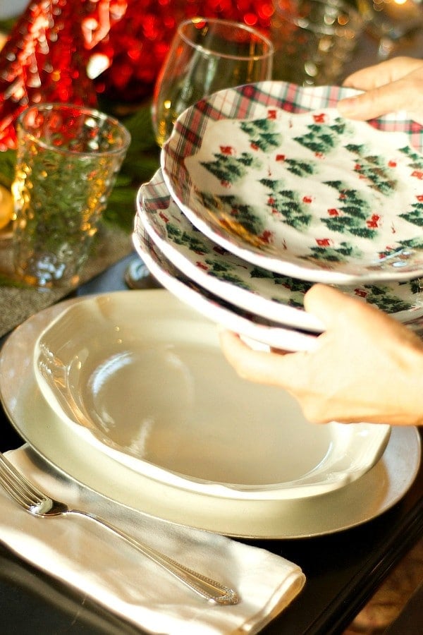 Holiday Winter's Eve Table Setting with Cranberry Pear Chutney Appetizer