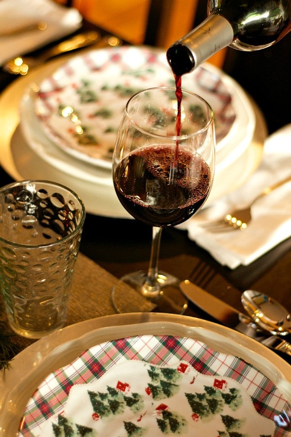 Holiday Winter's Eve Table Setting with Cranberry Pear Chutney Appetizer