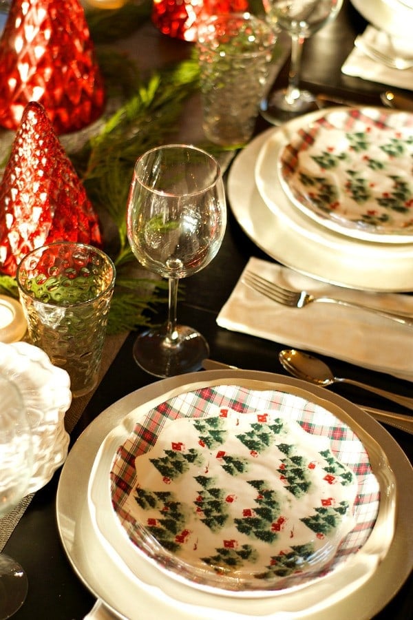 Holiday Winter's Eve Table Setting with Cranberry Pear Chutney Appetizer