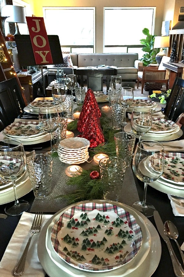 Holiday Winter's Eve Table Setting with Cranberry Pear Chutney Appetizer