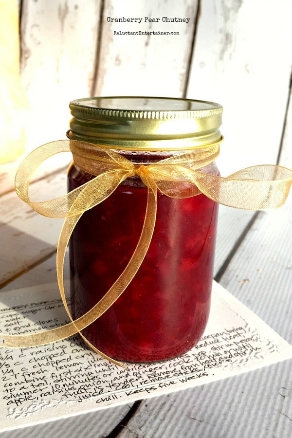 Holiday Winter's Eve Table Setting with Cranberry Pear Chutney Appetizer