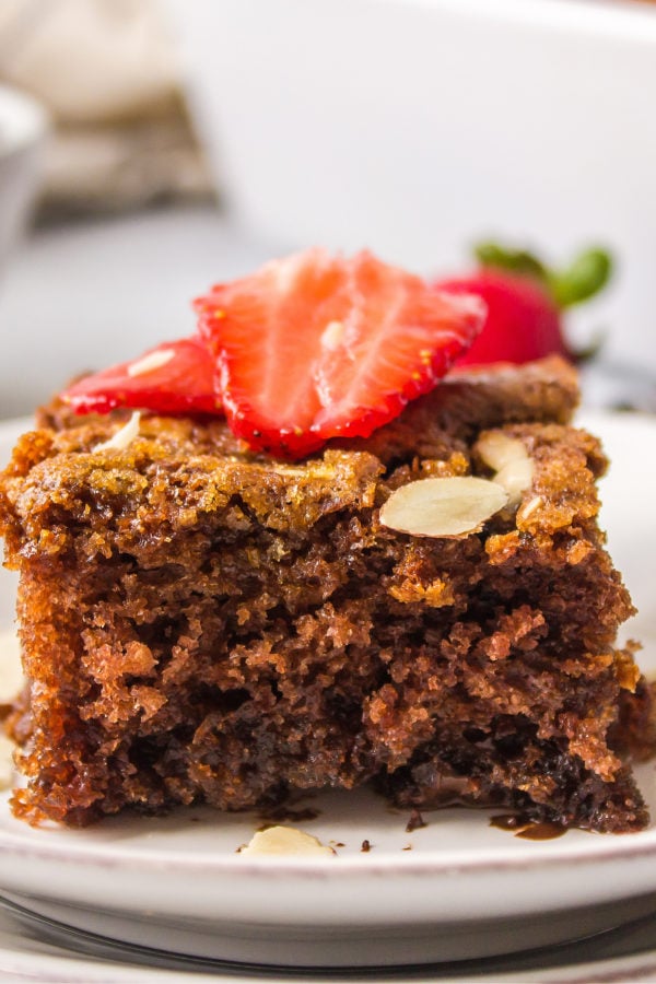 square piece of chocolate coffee cake