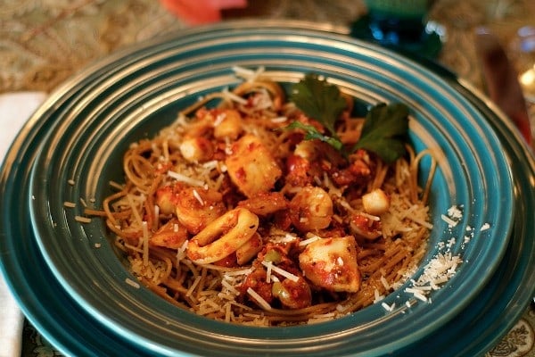 Seafood Medley Red Pepper Tapenade Pasta