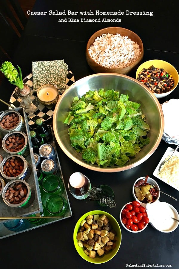 Caesar Salad Bar with Homemade Dressing and Blue Diamond Almonds