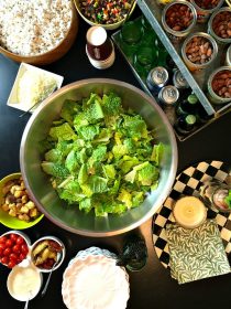 Caesar Salad Bar with Homemade Dressing and Blue Diamond Almonds