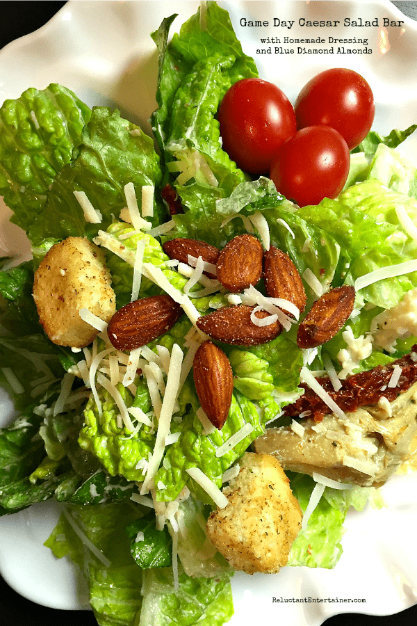 Caesar Salad Bar with Homemade Dressing and Blue Diamond Almonds