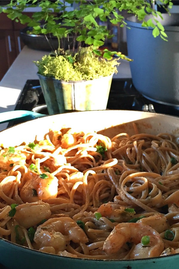 Dinner for 4 with Linguine with Shrimp and Green Onions