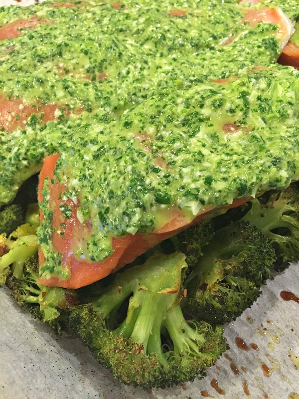 One-Sheet Cilantro-Parmesan Broccoli Baked Salmon