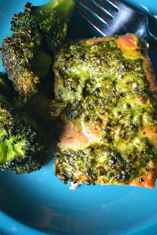 One-Sheet Cilantro-Parmesan Broccoli Baked Salmon