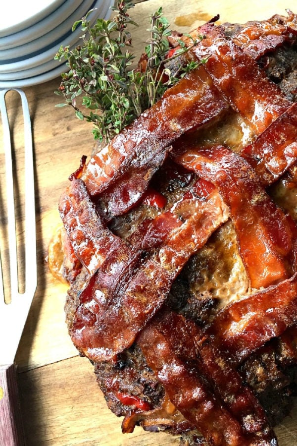 bacon wrapped meat loaf with thyme