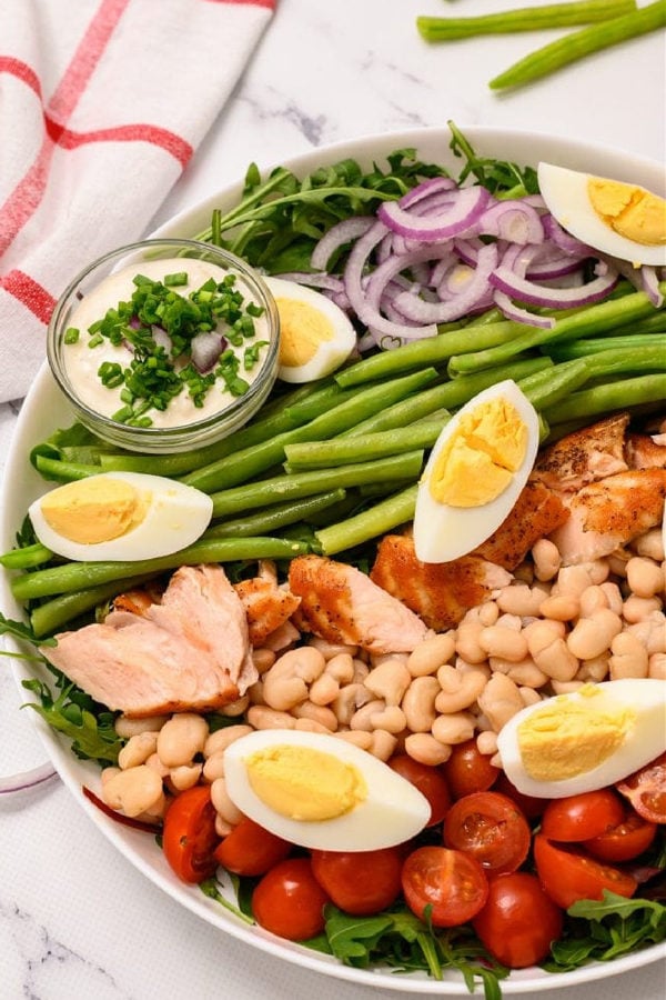 a beautiful Salmon Nicoise Salad