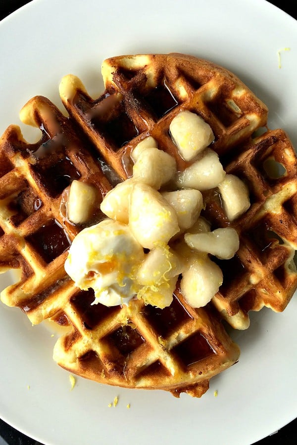 Buttermilk Waffles with Pear Compote