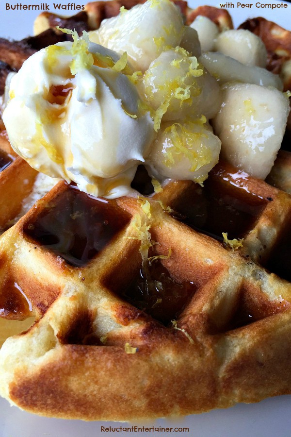 Buttermilk Waffles with Pear Compote