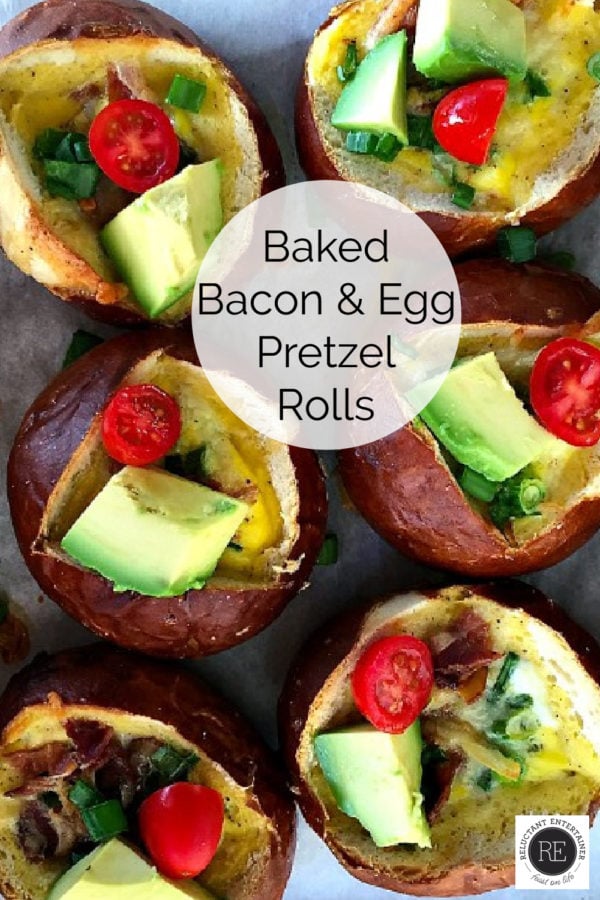 baked bacon and egg pretzel rolls