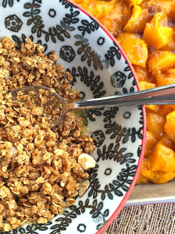 Peach Granola Crisp with Peach Cream