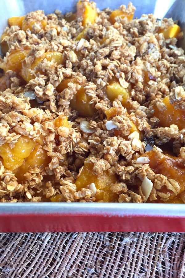 Peach Granola Crisp with Peach Cream