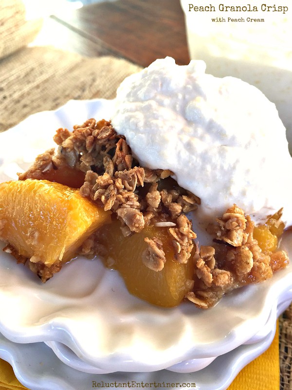 Peach Granola Crisp with Peach Cream