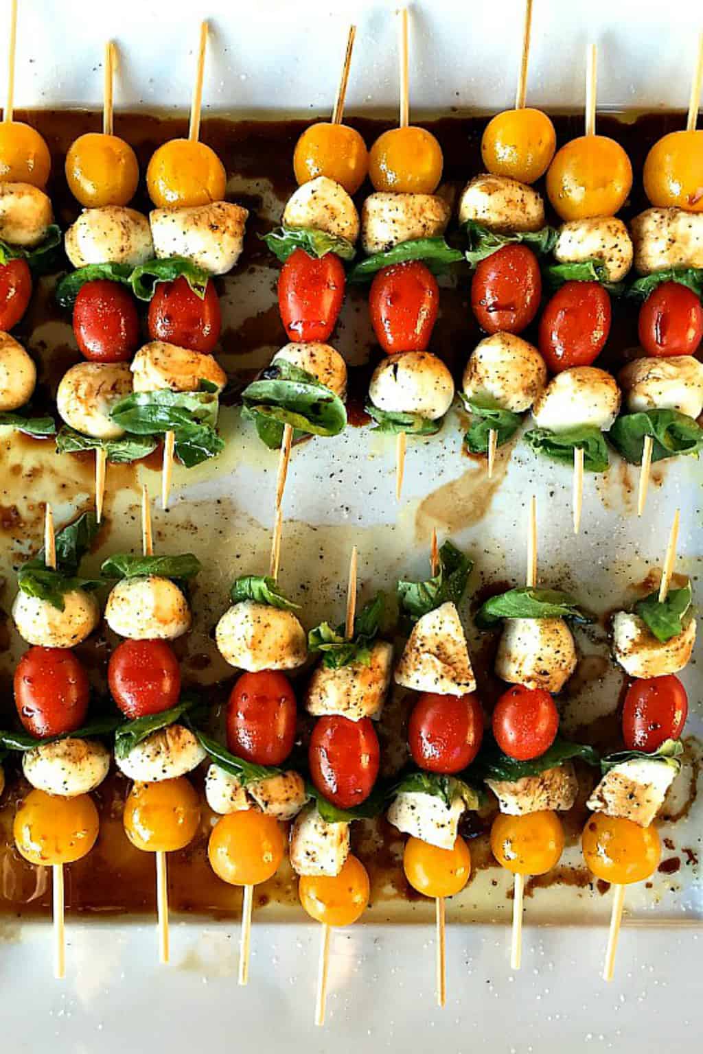 Mini Caprese Skewers Appetizer - Reluctant Entertainer
