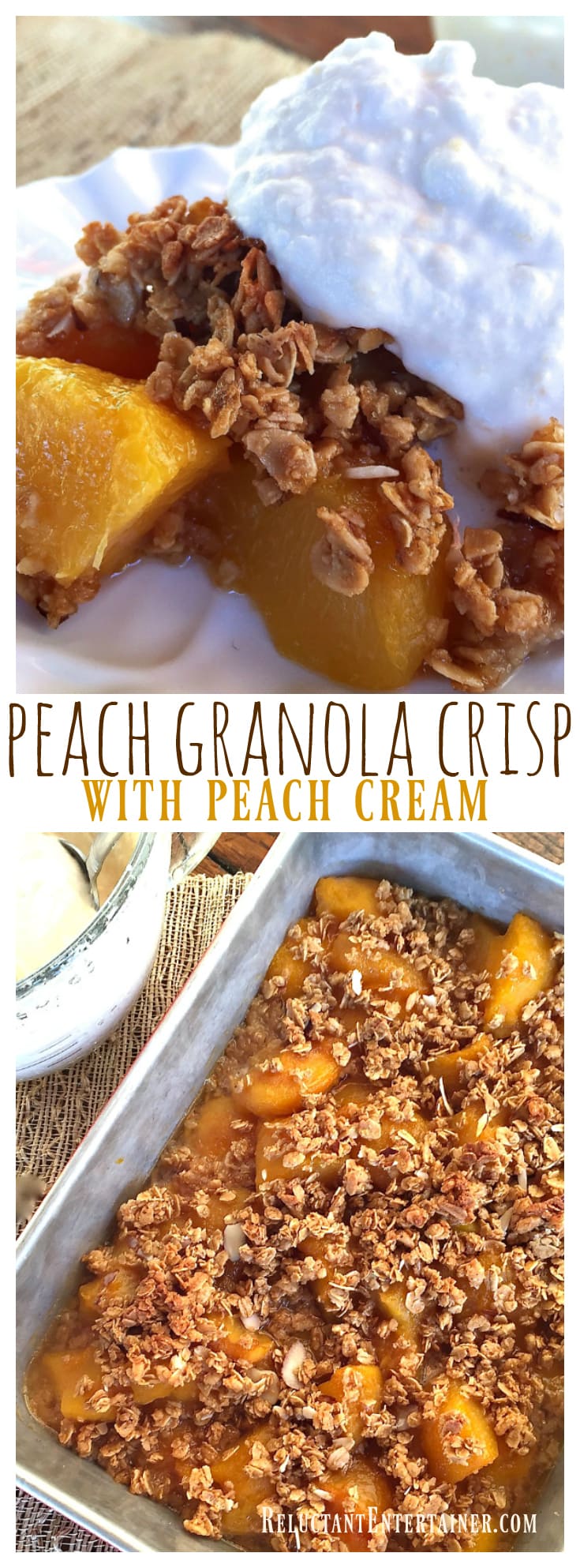 Peach Granola Crisp with Peach Cream