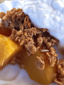 Peach Granola Crisp with Peach Cream