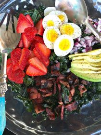 Strawberry Avocado Kale Salad with Bacon