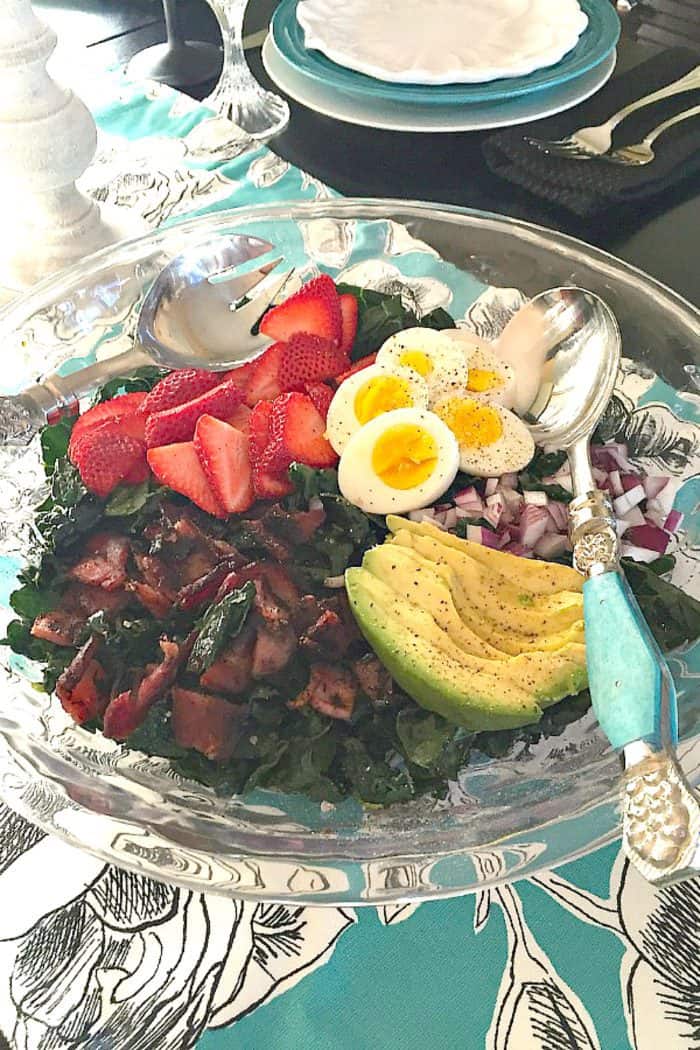 Easy Strawberry Avocado Kale Salad with Bacon