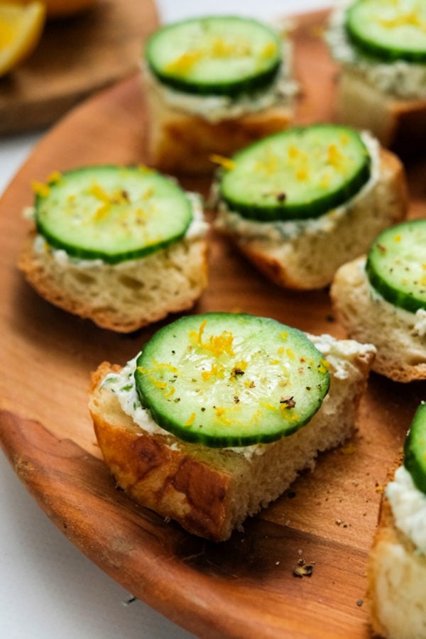 plate of cucumber bites