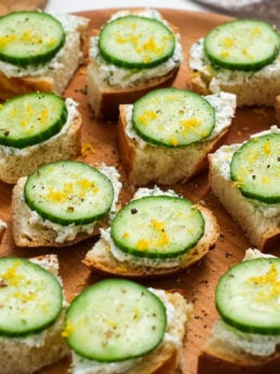 cucumber bites on bread