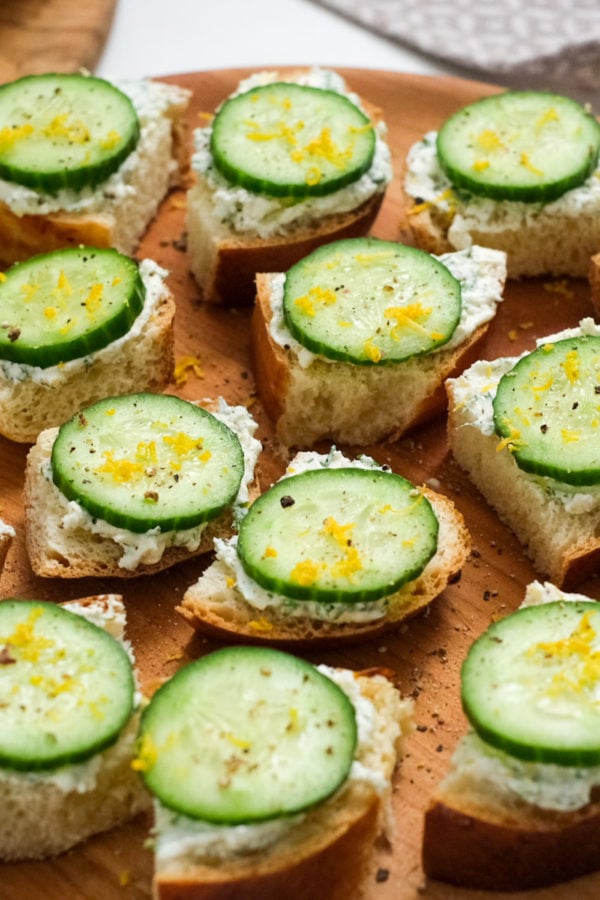 cucumber bites on bread