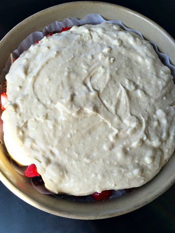 Strawberry Coconut White Chocolate Upside Down Cake