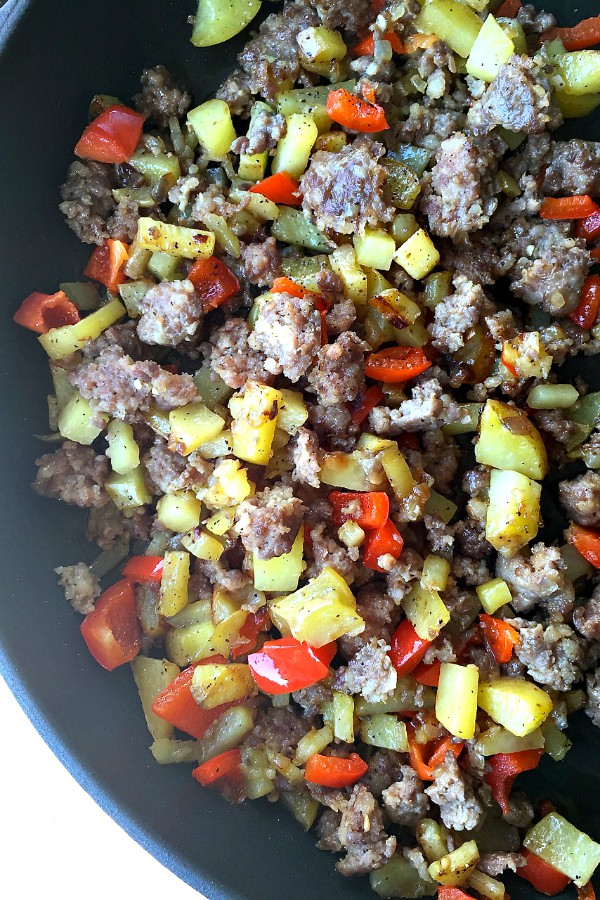 Country Sausage Hash with Steamed Eggs